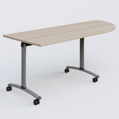 TABLES ABATTANTES - Plateaux 25 mm - Module d'angle 90° Droite gamme Arca 200-80 cm. Plateau Acacia et pietement Aluminium.