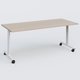Table abattante gamme Design 180*80 cm. Plateau Acacia et pietement Blanc.