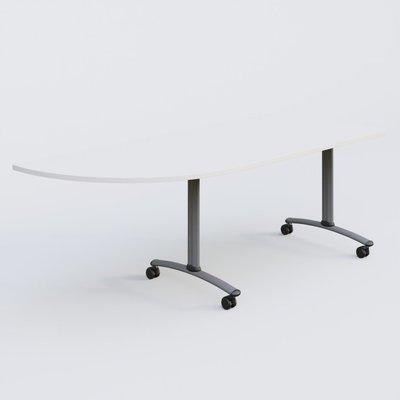 TABLES ABATTANTES - Plateaux 25 mm - Module d'angle 90° Gauche gamme Arca 200-80 cm. Plateau Blanc et pietement Aluminium.