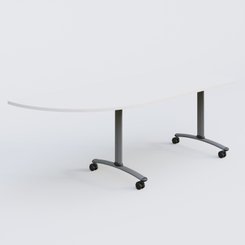 TABLES ABATTANTES - Plateaux 25 mm - Module d'angle 90° Gauche gamme Arca 200-80 cm. Plateau Blanc et pietement Aluminium.