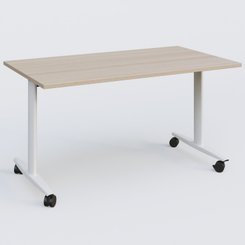 TABLES ABATTANTES - L.140xP.80 cm - Table abattante gamme Design 140*80 cm. Plateau Acacia et pietement Blanc.