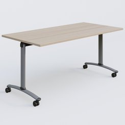 TABLES ABATTANTES - Plateaux 25 mm - Table abattante gamme Arca 160-80 cm. Plateau Acacia et pietement Aluminium.
