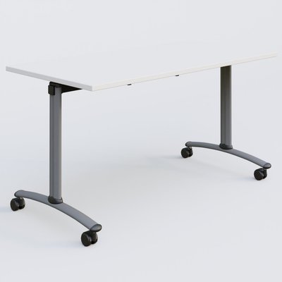 TABLES ABATTANTES - New Design - Table abattante rectiligne L.140xP.70cm, ép. 25mm, plateau blanc, structure aluminium
