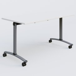 TABLES ABATTANTES - New Design - Table abattante rectiligne L.140xP.70cm, ép. 25mm, plateau blanc, structure aluminium