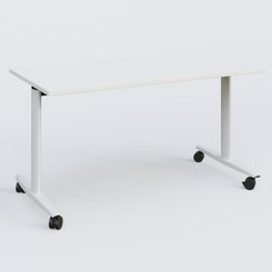 TABLES ABATTANTES - New Design - Table abattante gamme Design 140*70 cm. Plateau Blanc et pietement Blanc.