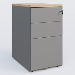 CAISSONS  - Hauteur de bureau - Caisson hauteur de bureau métalique 3 tiroirs avec top de finition, profondeur 60cm. Plateau Hêtre et caisson Aluminium.