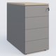 Caisson hauteur de bureau métalique 4 tiroirs avec top de finition, profondeur 60cm. Plateau Acacia et caisson Aluminium.