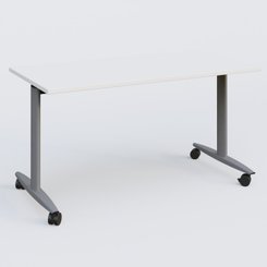 TABLES ABATTANTES - L.140xP.70 - Table abattante gamme Design 140*70 cm. Plateau Blanc et pietement Aluminium.