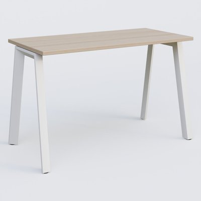 Gamme K8 - Plans droits - K8 plan droit 120*60 sur pieds fixe. Plateau Acacia et pietement Blanc