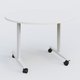 Table ronde abattante gamme Design D110 cm. Plateau Blanc et pietement Blanc.