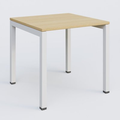 Gamme K3 - Plans droits - K3 Plateau droit 80x80 pieds fixe. Plateau Chêne clair et pietement Blanc.