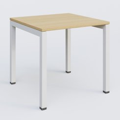 Gamme K3 - Plans droits - K3 Plateau droit 80x80 pieds fixe. Plateau Chêne clair et pietement Blanc.