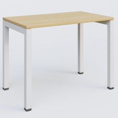 Gamme K3 - Plans droits - K3 Plateau droit 100x60 pieds fixe. Plateau Chêne clair et pietement Blanc.