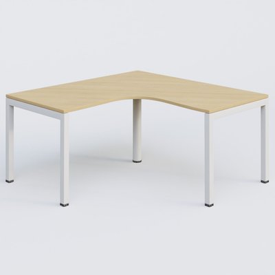 Gamme K3 - Plans compacts - Bureau compact L 160/160 P 80/80 gamme K3. Plateau Chêne clair et pietement Blanc.