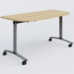 ARCA - TABLES ABATTANTES - Module d'extrémité pour table abattante gamme Arca 145-70 cm. Plateau Chêne clair et pietement Aluminium.