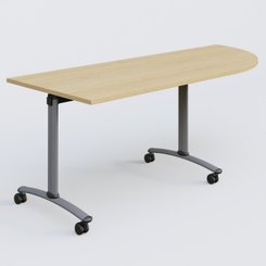 ARCA - TABLES ABATTANTES - Module d'angle 90° Droite gamme Arca 200-80 cm. Plateau Chêne clair et pietement Aluminium.