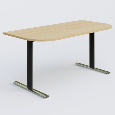 PURE - TABLES ABATTANTES - Module d'extrémité gamme Pure 165-80 cm. Plateau Chêne clair et pietement Noir/Chrome.