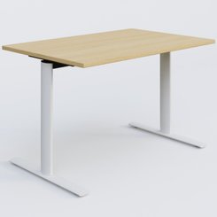 PURE - TABLES ABATTANTES - Module droit gamme Pure 120-80 cm. Plateau Chêne clair et pietement Blanc.