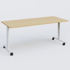 TABLES ABATTANTES - L.180xP.80 cm  - Table abattante gamme Design 180*80 cm. Plateau Chêne clair et pietement Blanc.
