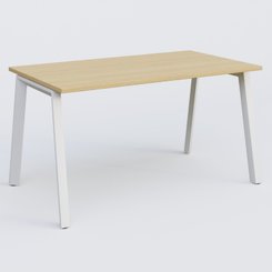 Gamme K8 - Plans droits - K8 plan droit 140*80 sur pieds fixe. Plateau Chêne clair et pietement Blanc