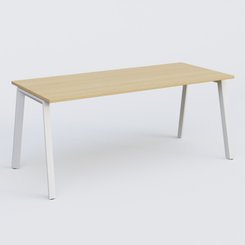 Gamme K8 - Plans droits - K8 plan droit 180*80 sur pieds fixe. Plateau Chêne clair et pietement Blanc