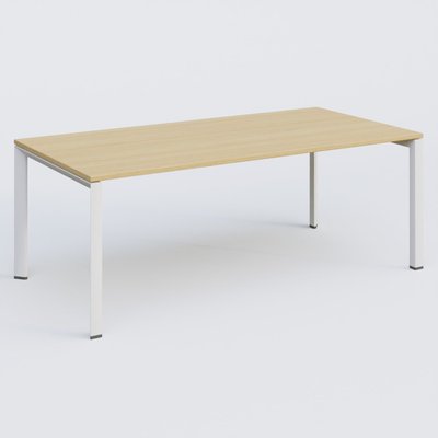 Gamme K7 - Plans droits - K7 plan droit 200*100 sur pieds fixe. Plateau Chêne clair et pietement Blanc