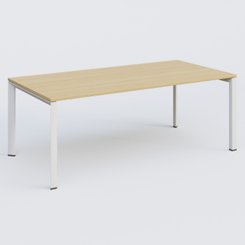 Gamme K7 - Plans droits - K7 plan droit 200*100 sur pieds fixe. Plateau Chêne clair et pietement Blanc