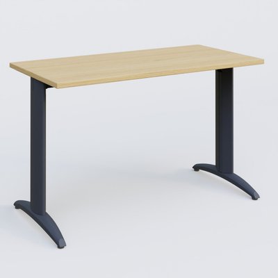 Gamme K2 - Plans droits - K2 Plateau droit 120x60 pieds fixe. Plateau Chêne clair et pietement Anthracite.