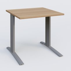 Gamme K1 - Plans droits - K1 Plateau droit 80x80 pieds fixe. Plateau Noyer et pietement Aluminium