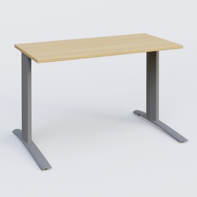 Gamme K1 - Plans droits - K1 Plateau droit 120x60 pieds fixe. Plateau Chêne clair et pietement Aluminium