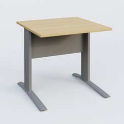 Gamme K1 - Plans droits - K1 Plateau droit 80x80 avec voile de fond métal. Plateau Chêne clair et pietement Aluminium