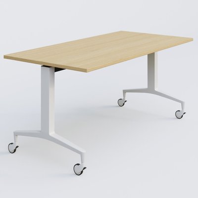 TABLES ABATTANTES - L.160xP.80cm  - Module droit de la gamme LEM 160-80 cm. Plateau Chêne clair et pietement Blanc.