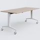 Module droit de la gamme LEM 180-80 cm. Plateau Acacia et pietement Blanc.