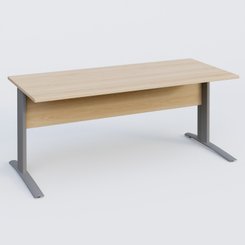 Gamme K1 - Plans droits - K1 Plateau droit 180x80 avec voile de fond bois. Plateau Hêtre et pietement Aluminium