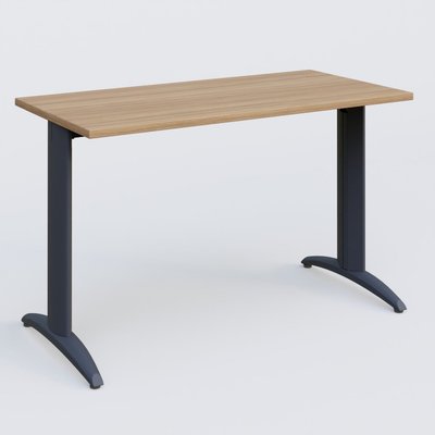 Gamme K2 - Plans droits - K2 Plateau droit 120x60 pieds fixe. Plateau Noyer et pietement Anthracite.