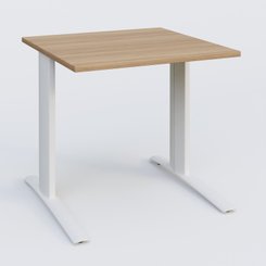 Gamme K1 - Plans droits - K1 Plateau droit 80x80 pieds fixe. Plateau Noyer et pietement Blanc