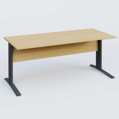 Gamme K1 - Plans droits - K1 Plateau droit 180x80 avec voile de fond bois. Plateau Chêne clair et pietement Anthracite