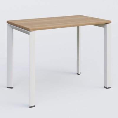 Gamme K7 - Plans droits - K7 plan droit 100*60 sur pieds fixe. Plateau Noyer et pietement Blanc