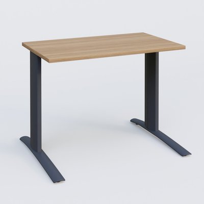 Gamme K1 - Plans droits - K1 Plateau droit 100x60 pieds fixe. Plateau Noyer et pietement Anthracite