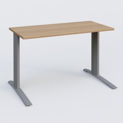 Gamme K1 - Plans droits - K1 Plateau droit 120x60 pieds fixe. Plateau Noyer et pietement Aluminium