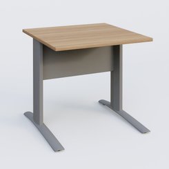 Gamme K1 - Plans droits - K1 Plateau droit 80x80 avec voile de fond métal. Plateau Noyer et pietement Aluminium