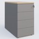 Caisson hauteur de bureau métalique 4 tiroirs avec top de finition, profondeur 80cm. Plateau Hêtre et caisson Aluminium.