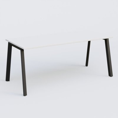 Gamme K8 - Plans droits - K8 plan droit 180*80 sur pieds fixe. Plateau Blanc et pietement Noir Grainé