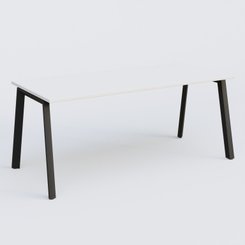 Gamme K8 - Plans droits - K8 plan droit 180*80 sur pieds fixe. Plateau Blanc et pietement Noir Grainé