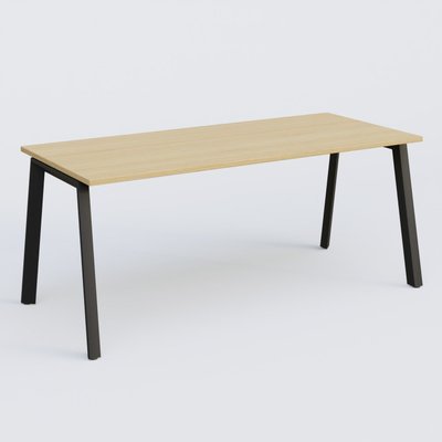 Gamme K8 - Plans droits - K8 plan droit 180*80 sur pieds fixe. Plateau Chêne clair et pietement Noir Grainé