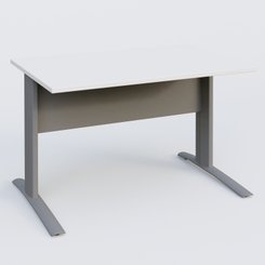 Gamme K1 - Plans droits - K1 Plateau droit 120x80 avec voile de fond métal. Plateau Blanc et pietement Aluminium