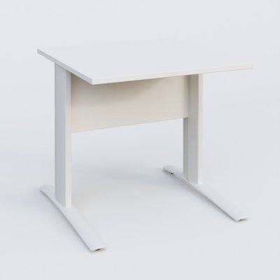 Gamme K1 - Plans droits - K1 Plateau droit 80x80 avec voile de fond bois. Plateau Blanc et pietement Blanc