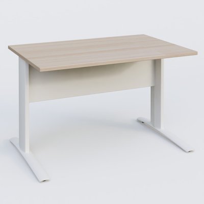 Gamme K1 - Plans droits - K1 Plateau droit 120x80 avec voile de fond métal. Plateau Acacia et pietement Blanc