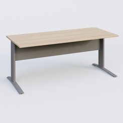 Gamme K1 - Plans droits - K1 Plateau droit 180x80 avec voile de fond métal. Plateau Hêtre et pietement Aluminium