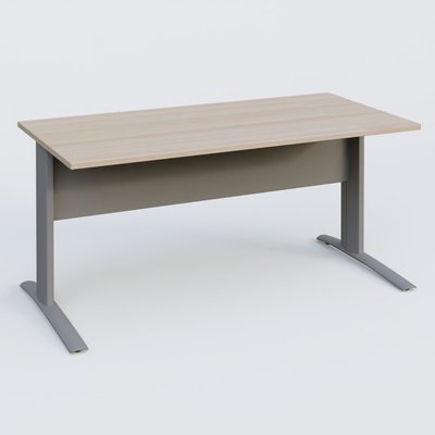 Gamme K1 - Plans droits - K1 Plateau droit 160x80 avec voile de fond métal. Plateau Acacia et pietement Aluminium